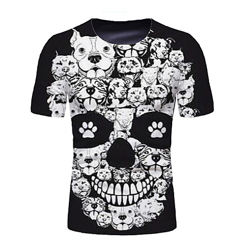 

Men's T shirt Graphic Skull Short Sleeve Daily Tops Basic Elegant White
