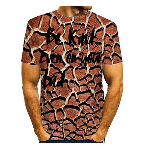 

Men's Graphic Letter Print T-shirt Basic Daily Brown