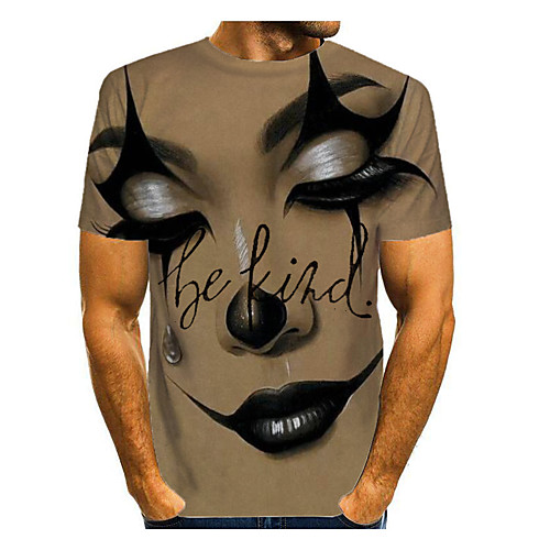 

Men's Graphic Letter Print T-shirt Basic Daily Brown