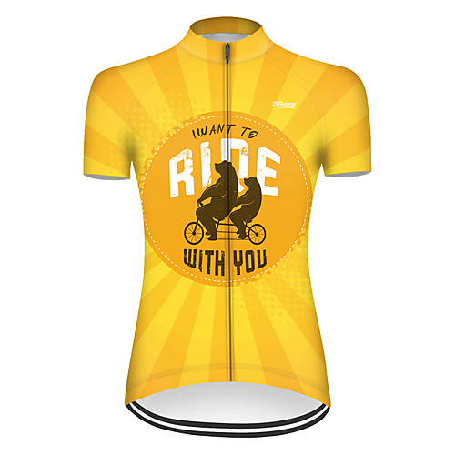 

21Grams Women's Short Sleeve Cycling Jersey Nylon Polyester Yellow Animal Bear Bike Jersey Top Mountain Bike MTB Road Bike Cycling Breathable Quick Dry Ultraviolet Resistant Sports Clothing Apparel