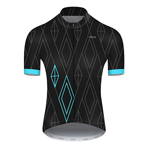 

21Grams Men's Short Sleeve Cycling Jersey Nylon Polyester Black / Blue Plaid / Checkered Patchwork Bike Jersey Top Mountain Bike MTB Road Bike Cycling Breathable Quick Dry Ultraviolet Resistant Sports