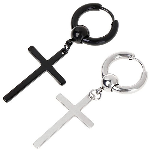 

Hanging Cross Earrings Cross Statement Trendy Fashion Modern Cool Stainless Steel Earrings Jewelry Black / Silver For Gift Prom Date Street Festival