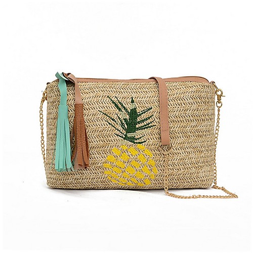 

Women's Zipper Straw Crossbody Bag Fruit Yellow / Green