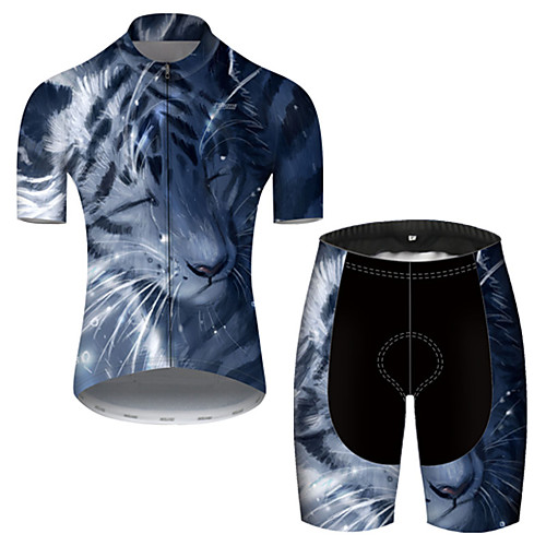 

21Grams Men's Short Sleeve Cycling Jersey with Shorts Nylon Polyester Blue Animal Tiger Bike Clothing Suit Breathable 3D Pad Quick Dry Ultraviolet Resistant Reflective Strips Sports Animal Mountain