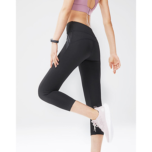 

Women's High Waist Yoga Pants Capri Leggings Butt Lift Breathable Black Elastane Yoga Running Fitness Sports Activewear Stretchy
