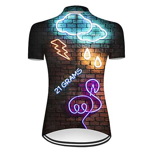 

21Grams Women's Short Sleeve Cycling Jersey Nylon Black / Blue Flamingo 3D Animal Bike Jersey Top Mountain Bike MTB Road Bike Cycling Breathable Quick Dry Sports Clothing Apparel / Micro-elastic