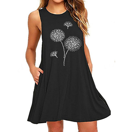 

Women's Shift Dress Knee Length Dress - Sleeveless Floral Summer Boho 2020 Black Blue Green S M L XL XXL XXXL XXXXL XXXXXL