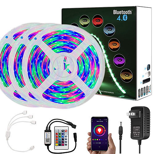 

15M (3x5M) App Intelligent Control Bluetooth Music Sync Flexible Led Strip Lights Waterproof 2835 RGB SMD 810 LEDs IR 24 Key Bluetooth Controller with 12V 3A Adapter Kit