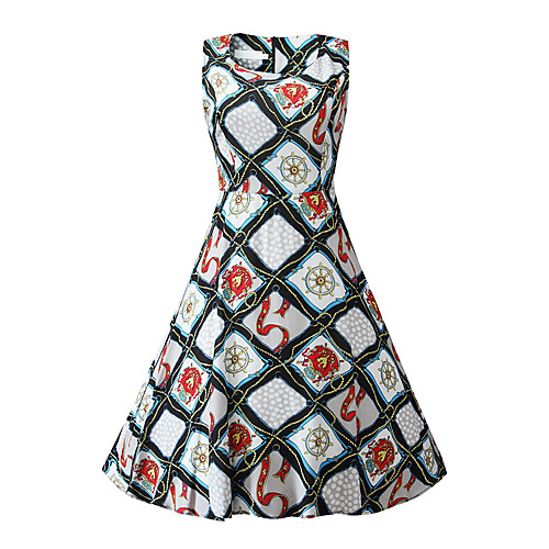 

Women's Sheath Dress Knee Length Dress - Sleeveless Geometric Summer Casual 2020 Rainbow XS S M L XL XXL