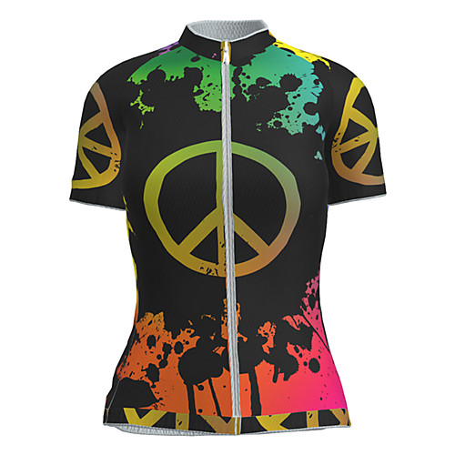 

21Grams Women's Short Sleeve Cycling Jersey Nylon Black / Red Novelty Peace & Love Bike Jersey Top Mountain Bike MTB Road Bike Cycling Quick Dry Breathable Sports Clothing Apparel / Micro-elastic