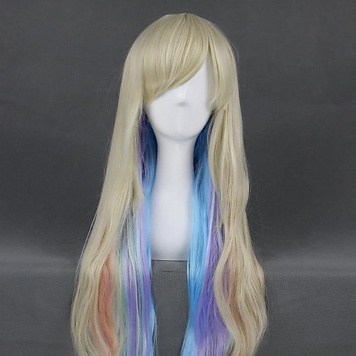 

Cosplay Wig Mayu Vocaloid Curly Cosplay Asymmetrical With Bangs Wig Very Long Blonde Synthetic Hair 40 inch Women's Anime Cosplay Highlighted / Balayage Hair Blonde