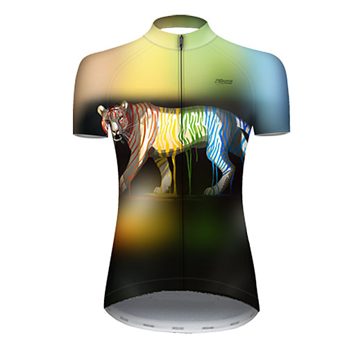 

21Grams Women's Short Sleeve Cycling Jersey Nylon Polyester Black / Yellow Gradient Animal Tiger Bike Jersey Top Mountain Bike MTB Road Bike Cycling Breathable Quick Dry Ultraviolet Resistant Sports