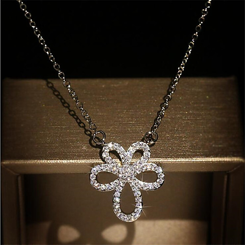 

Women's Pendant Necklace Classic Flower Fashion Copper Gold Plated Imitation Diamond Silver 50 cm Necklace Jewelry For