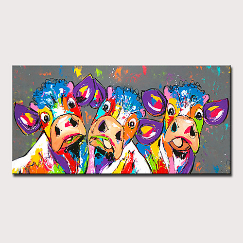 

Oil Painting Hand Painted Horizontal Animals Pop Art Modern Stretched Canvas