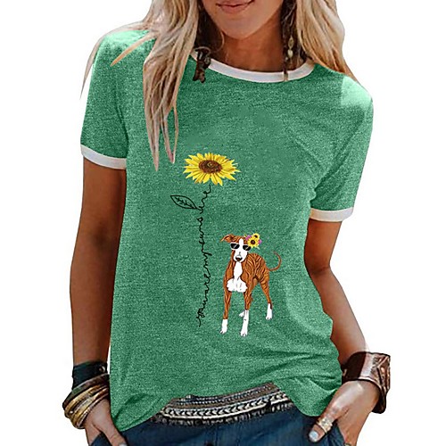 

Women's T-shirt Cartoon Round Neck Tops Basic Top Black Yellow Orange