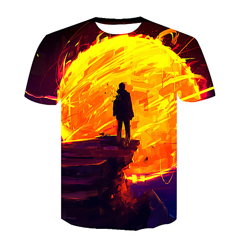

Men's Graphic Print T-shirt Street chic Exaggerated Daily Holiday Rainbow