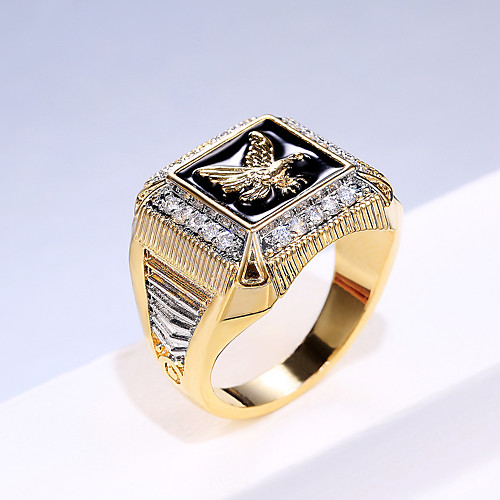 

Men's Ring Belle Ring AAA Cubic Zirconia 1pc Gold Gold Plated Alloy Irregular Statement Luxury Party Evening Gift Jewelry Geometrical Wearable