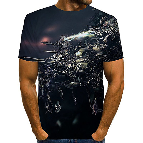 

Men's T shirt Graphic Print Short Sleeve Daily Tops Basic Exaggerated Black