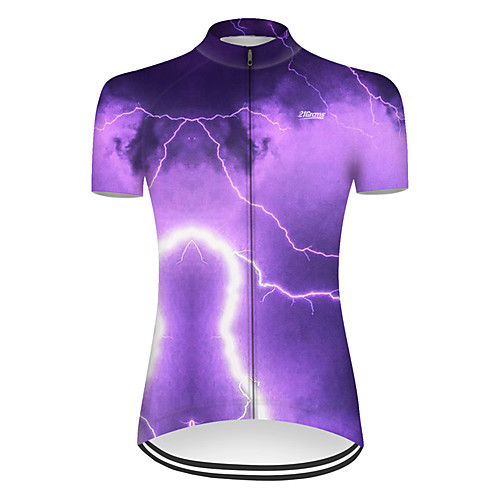 

21Grams Women's Short Sleeve Cycling Jersey Nylon Violet Lightning Gradient 3D Bike Jersey Top Mountain Bike MTB Road Bike Cycling Quick Dry Breathable Sports Clothing Apparel / Micro-elastic