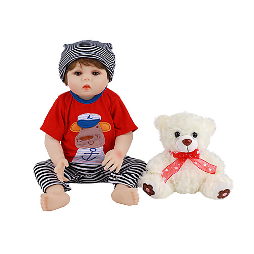 

FeelWind 18 inch Reborn Doll Baby & Toddler Toy Reborn Toddler Doll Baby Boy Gift Cute Lovely Parent-Child Interaction Tipped and Sealed Nails Full Body Silicone LV014 with Clothes and Accessories