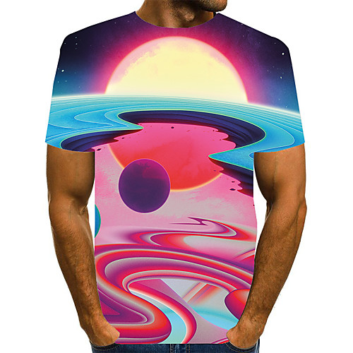 

Men's Graphic Print T-shirt Street chic Exaggerated Daily Going out Rainbow