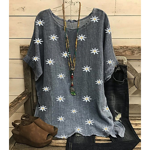 

Women's Floral T-shirt Daily Red / Green / Gray