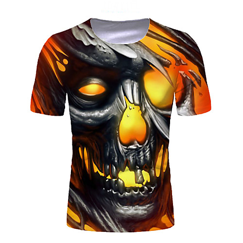 

Men's Graphic Skull T-shirt Basic Elegant Daily Going out Yellow