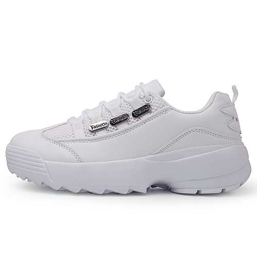

Women's Trainers / Athletic Shoes 2020 Summer / Fall Wedge Heel Round Toe Casual Sweet Athletic Faux Leather / Mesh Walking Shoes White / Black