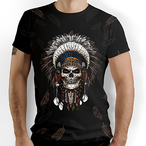

Men's Graphic Skull Print T-shirt Basic Daily Black