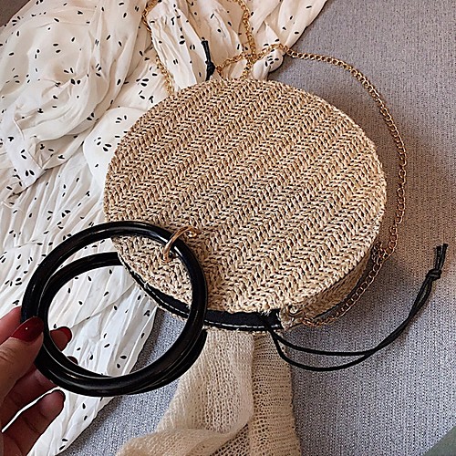 

Women's Straw Crossbody Bag Solid Color White / Khaki