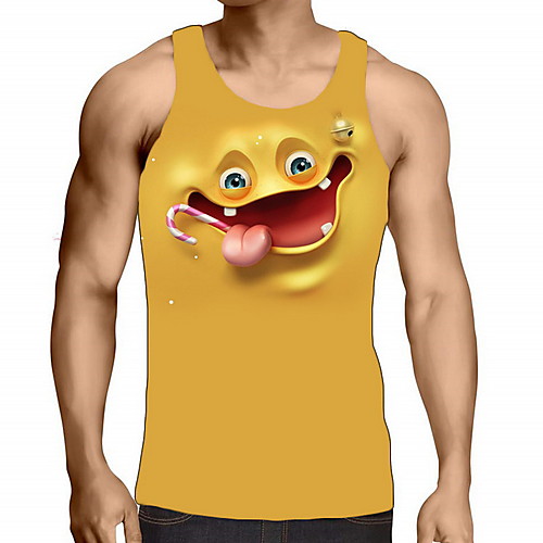 

Men's Graphic Print Tank Top Daily Yellow