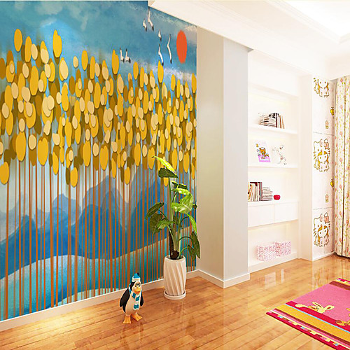 

Custom Self-adhesive Mural Wallpaper Abstract Forest Children Cartoon Style Suitable For Bedroom Children's Room Art Deco Landscape Home Decoration Modern Wall Covering