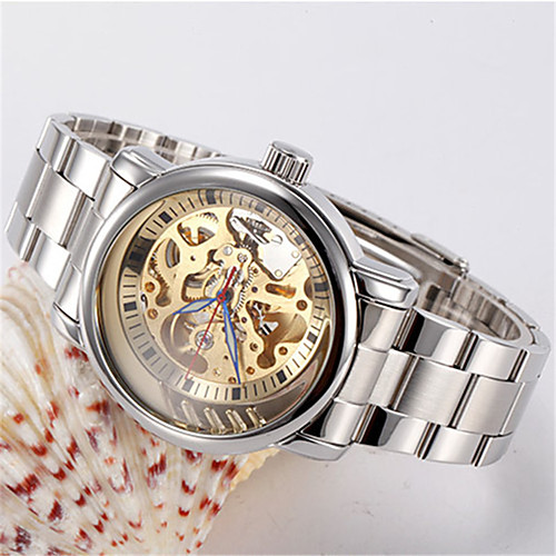 

Men's Mechanical Watch Automatic self-winding Stainless Steel 30 m Water Resistant / Waterproof Hollow Engraving Noctilucent Analog Fashion Cool - Black / Silver BlackGloden GoldenSilver One Year