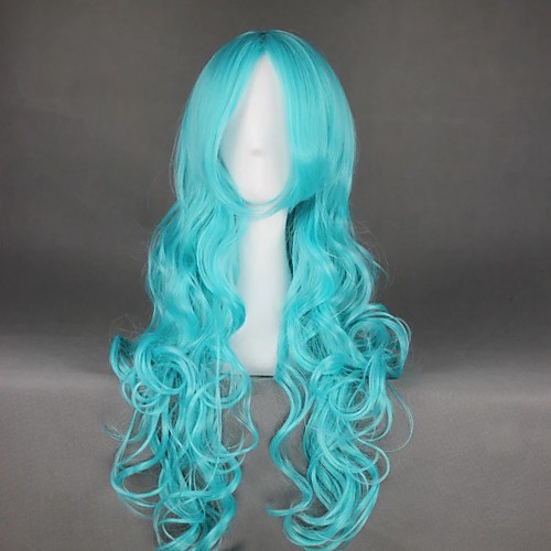 

Cosplay Wig Kaiou Michiru Sailor Moon Curly Cosplay Halloween Middle Part Wig Long Blue Synthetic Hair 25 inch Women's Anime Cosplay Party Blue