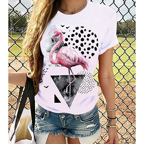

Women's Tops Graphic T-shirt - Print Round Neck Basic Daily Spring Summer White XS S M L XL 2XL 3XL 4XL