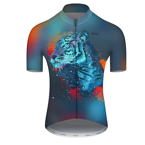 

21Grams Men's Short Sleeve Cycling Jersey Blue Animal Bike Top Mountain Bike MTB Road Bike Cycling Breathable Sports Clothing Apparel / Micro-elastic