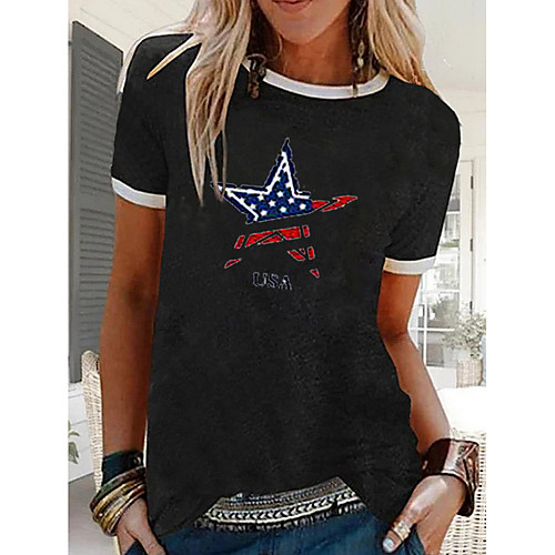 

Women's T-shirt Graphic Tops - Print Round Neck Basic Daily Black M L XL 2XL 3XL
