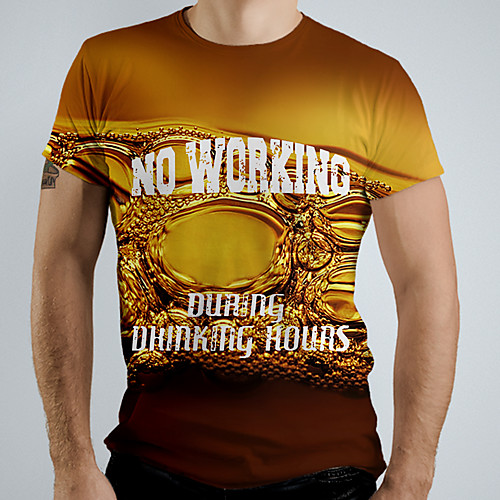 

Men's Graphic Letter Print T-shirt Basic Daily Yellow