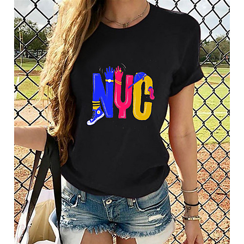 

Women's Tops Graphic 3D Print T-shirt - Print Round Neck Basic Daily Spring Summer Rainbow XS S M L XL 2XL 3XL 4XL 5XL 6XL