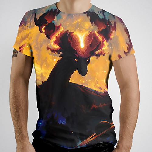 

Men's Graphic Animal Fantastic Beasts Print T-shirt Basic Daily Orange