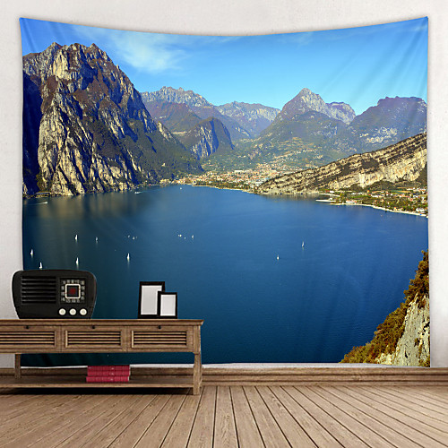 

Great Mountain Lake View Digital Printed Tapestry Decor Wall Art Tablecloths Bedspread Picnic Blanket Beach Throw Tapestries Colorful Bedroom Hall Dorm Living Room Hanging