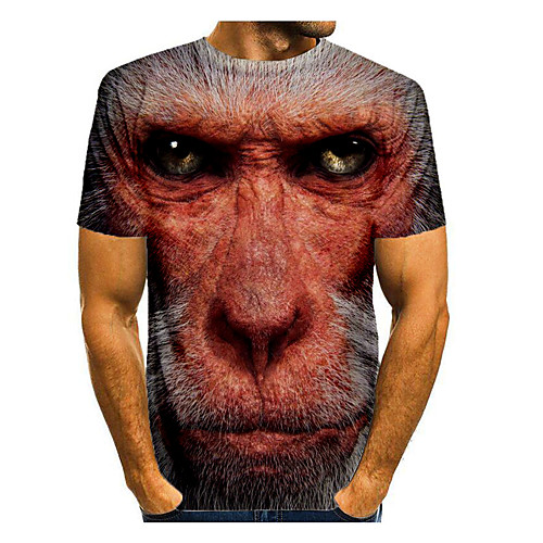 

Men's Graphic Animal Orangutan Print T-shirt Basic Daily Brown