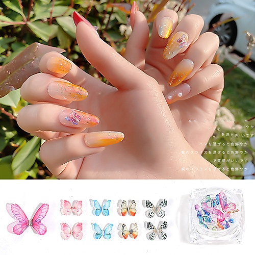 

1 pcs Butterfly Nail Glitter Universal / Water Resistant / Creative Acrylic Decals For Finger Nail Butterfly nail art Manicure Pedicure Party / Evening / Daily / Festival European / Sweet