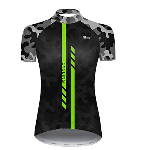 

21Grams Women's Short Sleeve Cycling Jersey Black / Green Camo / Camouflage Bike Top Mountain Bike MTB Road Bike Cycling Breathable Sports Clothing Apparel / Micro-elastic