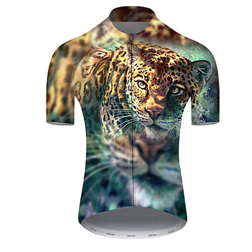 

21Grams Men's Short Sleeve Cycling Jersey Nylon Polyester BlueYellow Animal Tiger Bike Jersey Top Mountain Bike MTB Road Bike Cycling Breathable Quick Dry Ultraviolet Resistant Sports Clothing