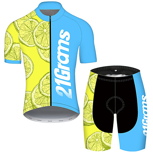 

21Grams Men's Short Sleeve Cycling Jersey with Shorts BlueYellow Fruit Bike Breathable Sports Patterned Mountain Bike MTB Road Bike Cycling Clothing Apparel / Stretchy