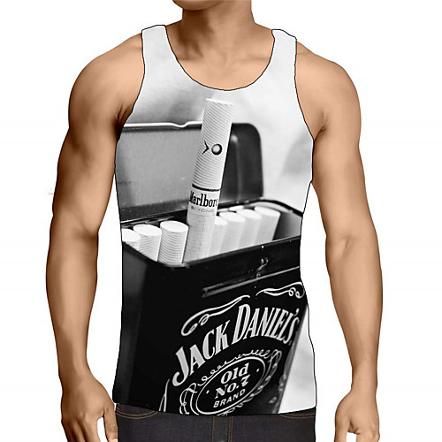 

Men's Graphic Letter Print Tank Top Street chic Exaggerated Daily Going out Rainbow