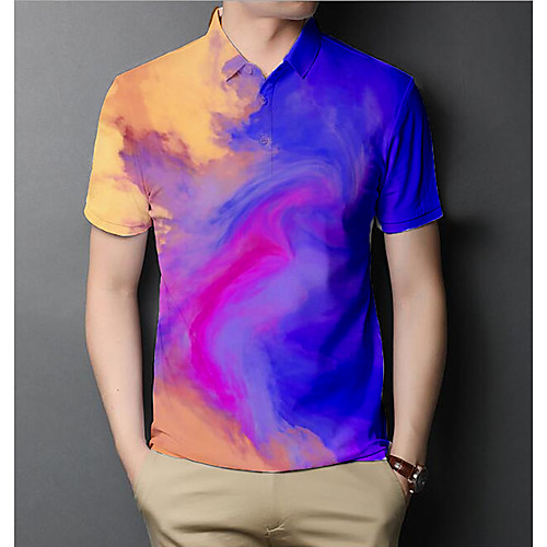 

Men's Graphic Polo Basic Elegant Daily Going out Rainbow