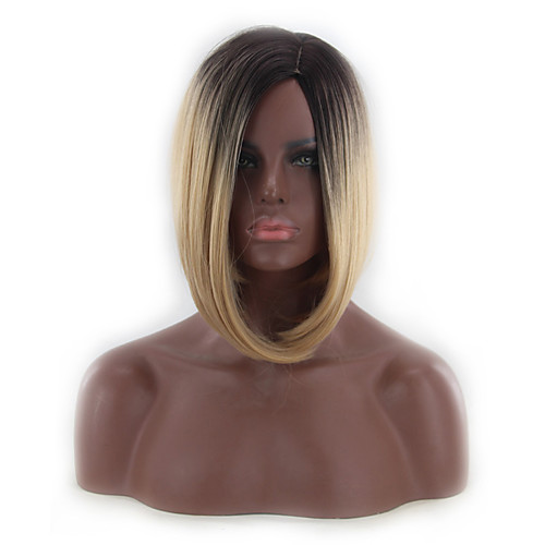 

Synthetic Wig kinky Straight Middle Part Wig Short Black / Brown Synthetic Hair 12 inch Women's Simple Fashionable Design Classic Light Brown