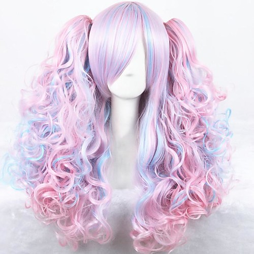 

Cosplay Wig Lolita Curly Cosplay Halloween With 2 Ponytails Wig Long Rainbow Synthetic Hair 27 inch Women's Anime Cosplay Comfortable Mixed Color